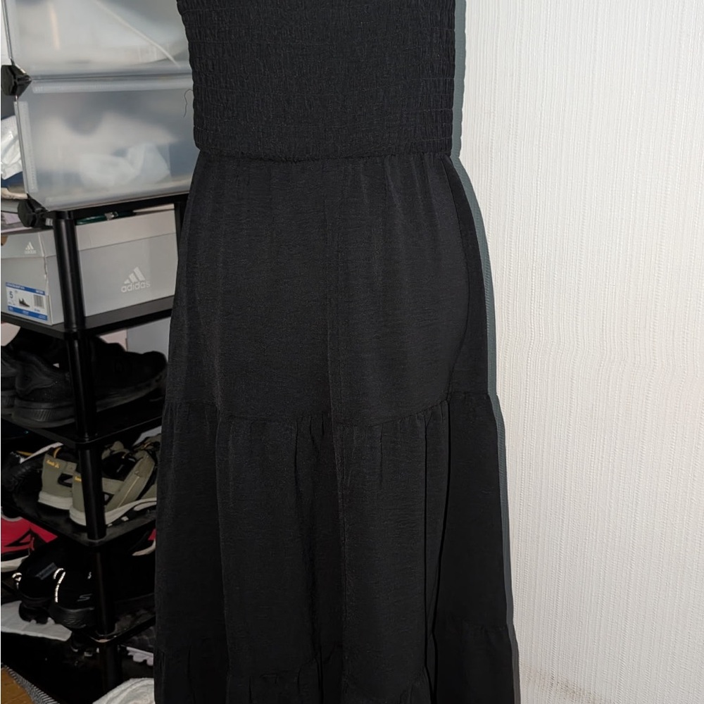 Black Strapless Sundress for Wedding Guest